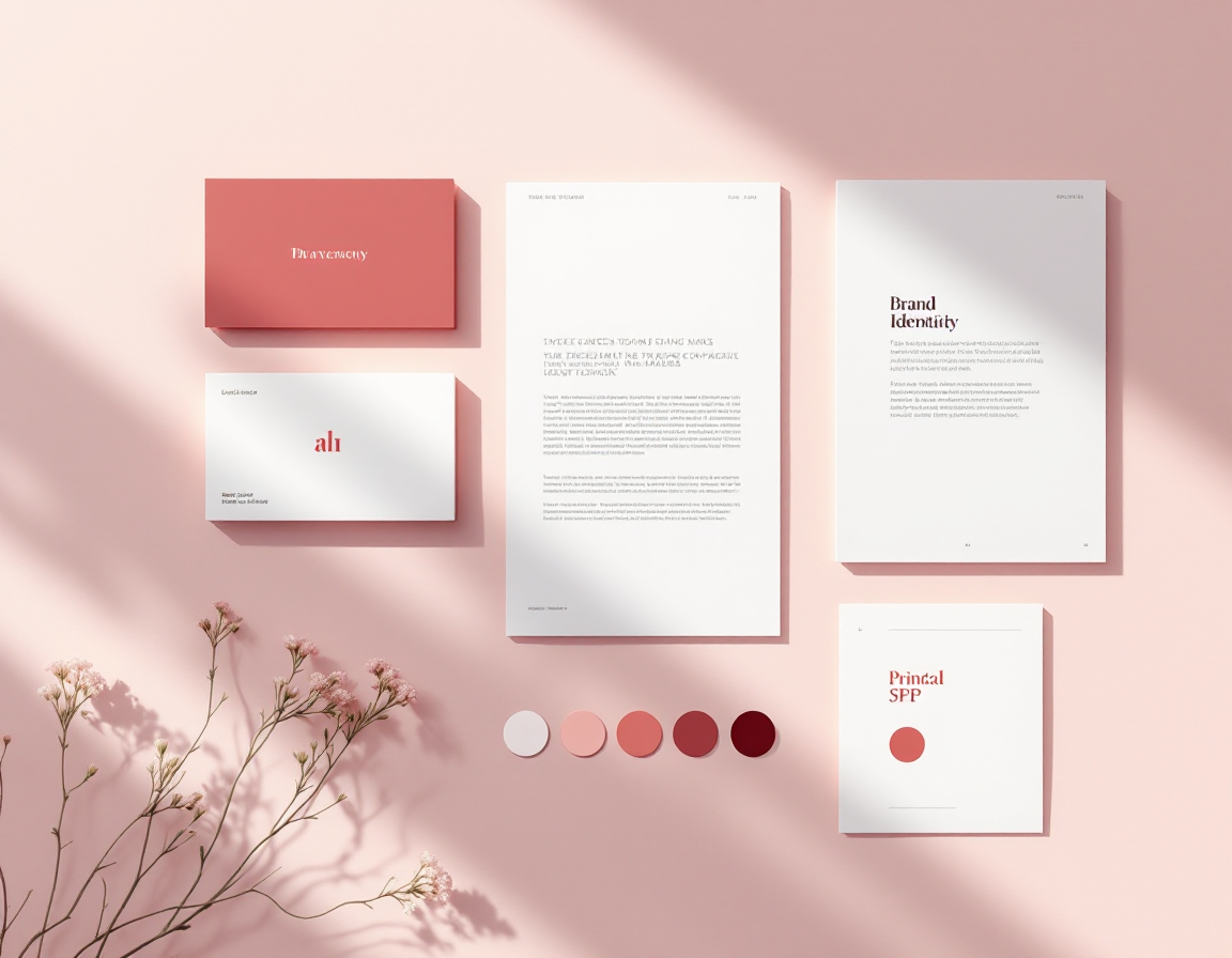 A brand identity kit with logo cards, type specimens, swatches and a spec PDF